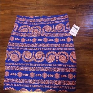 Blue Short Skirt With Orange Accents